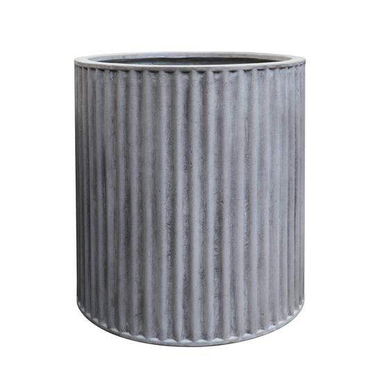 Piako Ribbed Cement Outdoor Planter - Medium