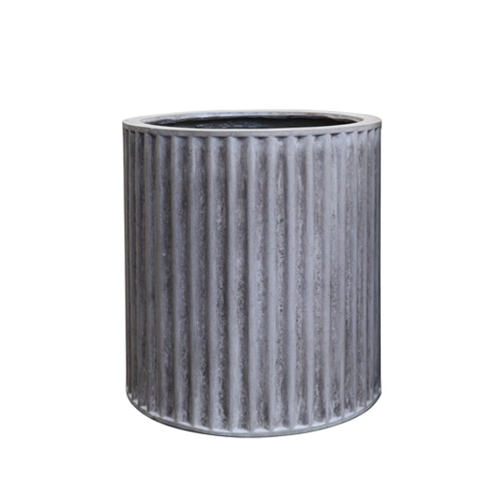 Piako Ribbed Cement Outdoor Planter - Small