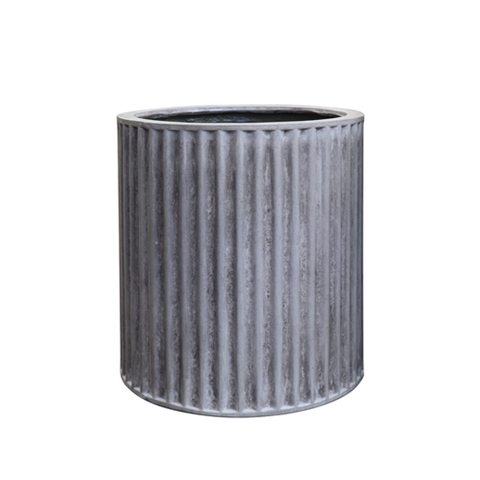 Piako Ribbed Cement Outdoor Planter - Medium