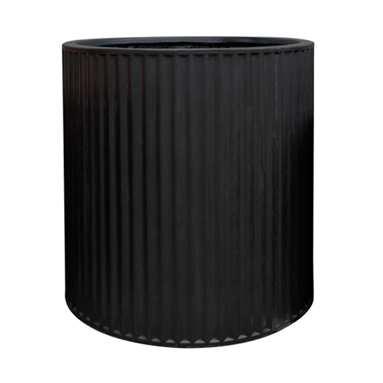 Piako Ribbed Black Outdoor Planter Pot - Large