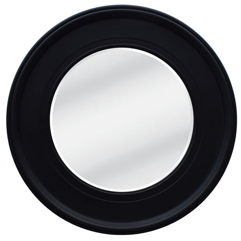 Milan Wooden Round Mirror - Black - 90cm