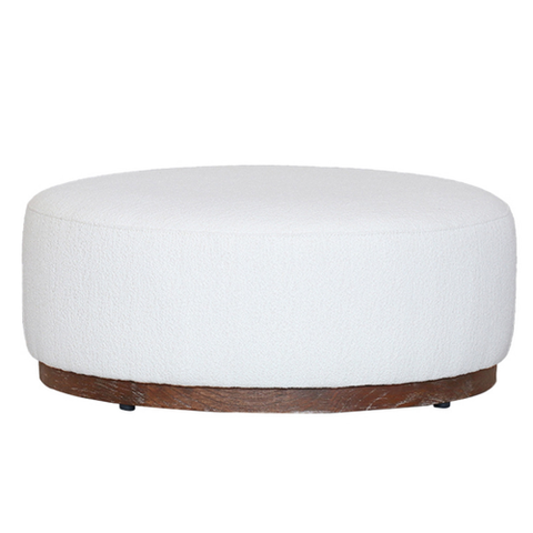 Large Boucle Round Ottoman