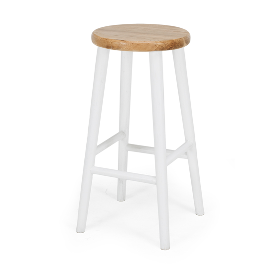 Reid Oak Barstool - White