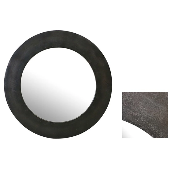 Bronze Finish Round Mirror - 79cm