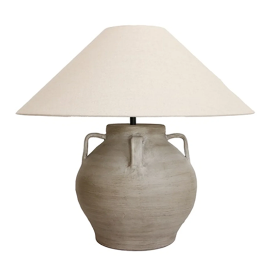 Tuscan Style Lamp + Linen Shade - Sandstone