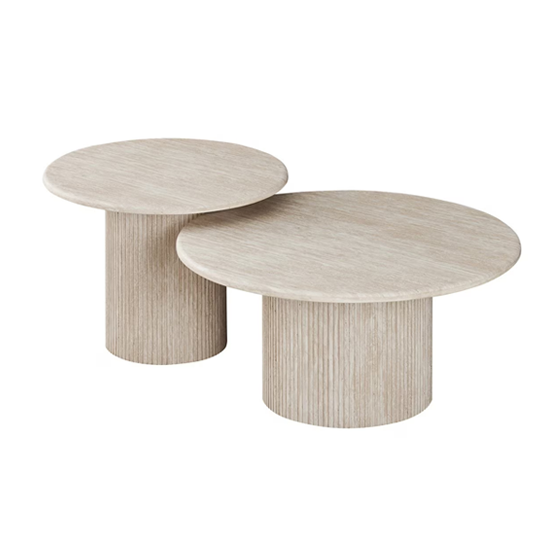 Tosca Nest of 2 Travertine Coffee Tables - Round