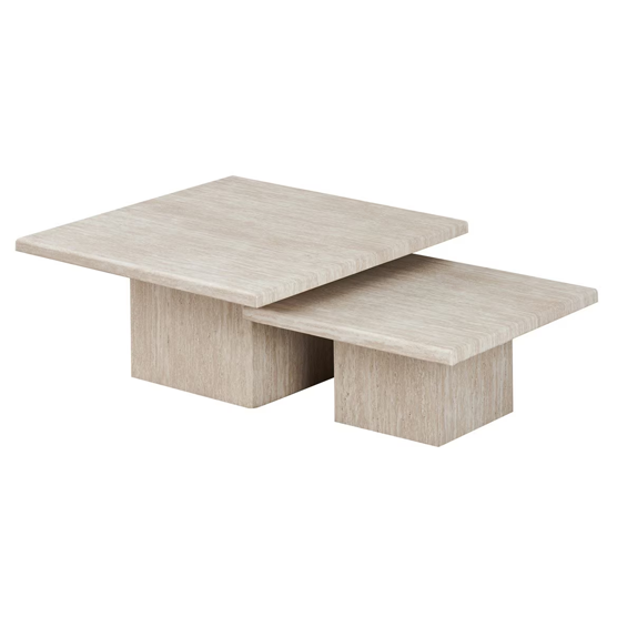 Tosca Nest of 2 Travertine Coffee Tables - Square