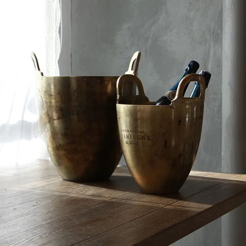 Square Pewter & Glass Ice Bucket