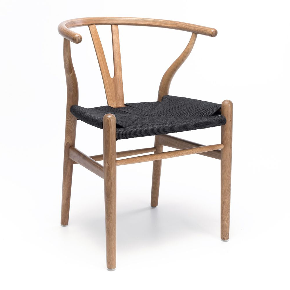 Wishbone Dining Chair - Natural Oak + Black Rope