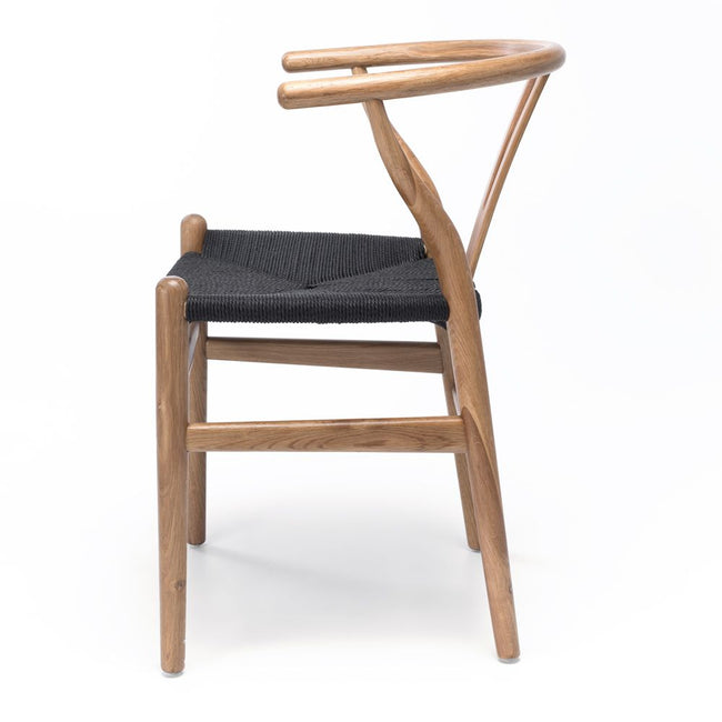 Wishbone Dining Chair - Natural Oak + Black Rope