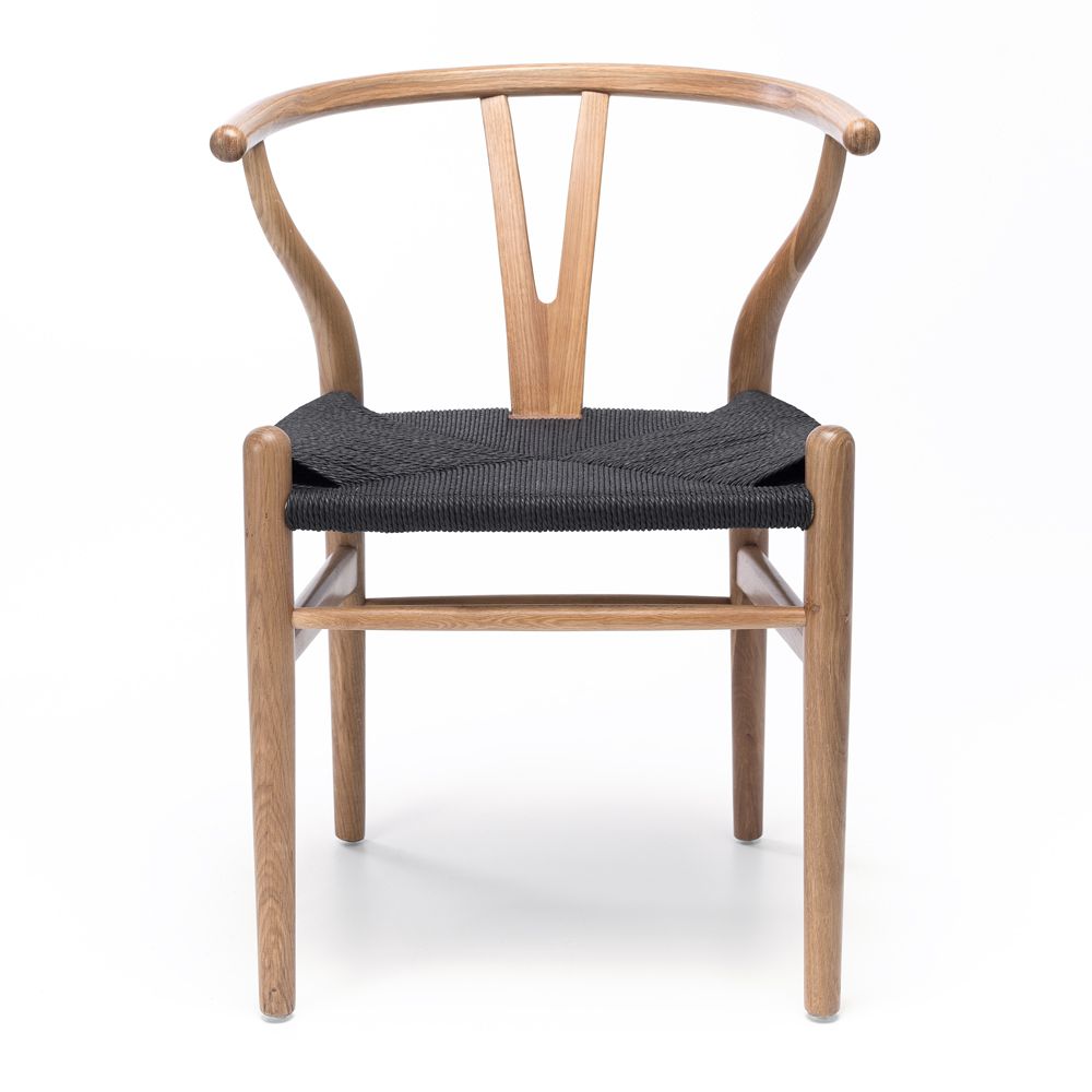 Wishbone Dining Chair - Natural Oak + Black Rope