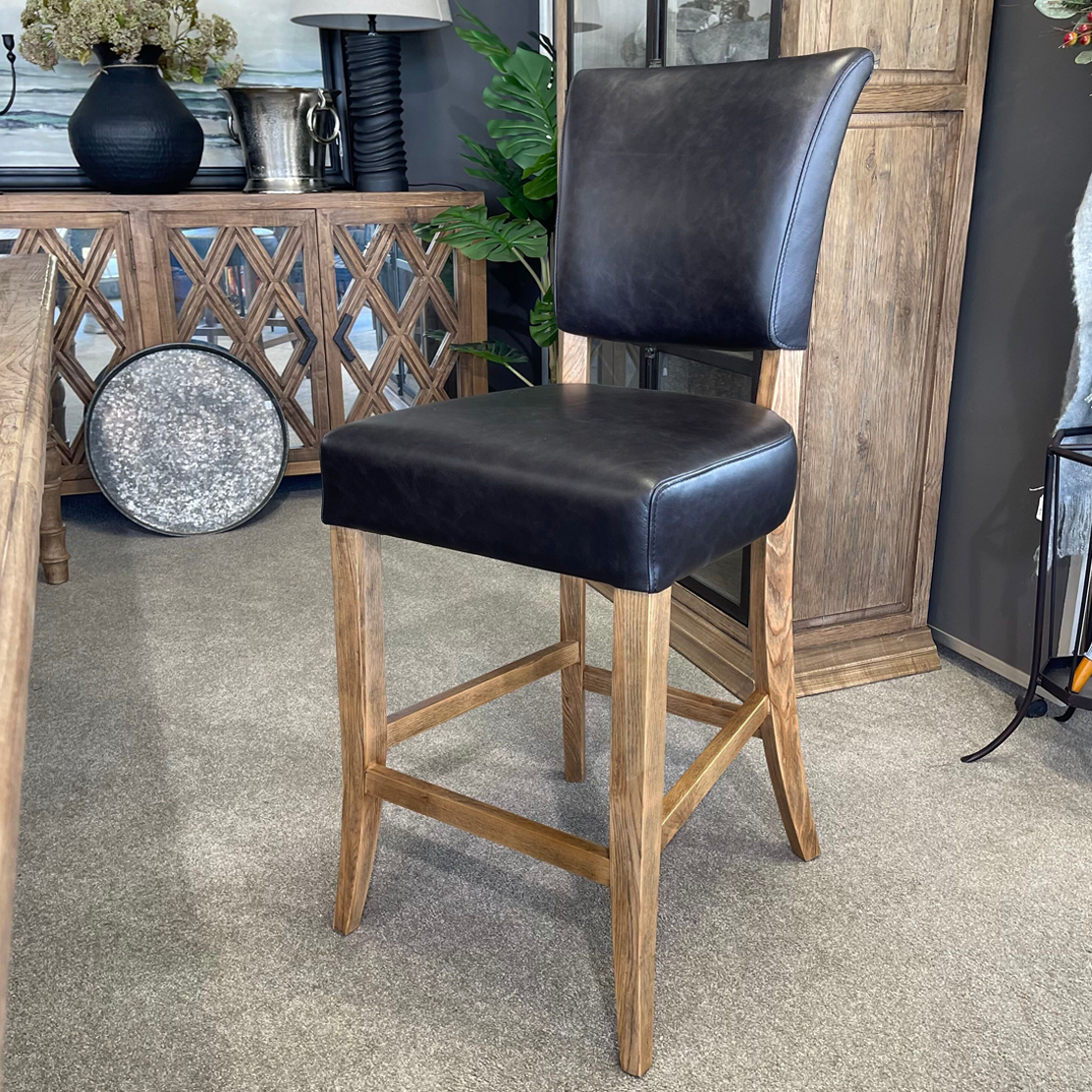 Brixham Leather Barstool  - Aged Leather