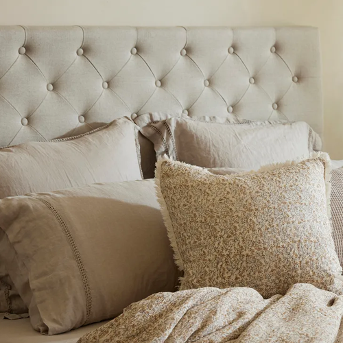 Button Headboard - Natural Linen - Queen