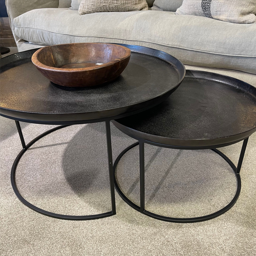 Cezar Nest of 2 Coffee Tables - Antique Black