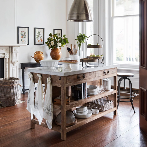 Memphis Oak & Brass Finish Drinks Trolley