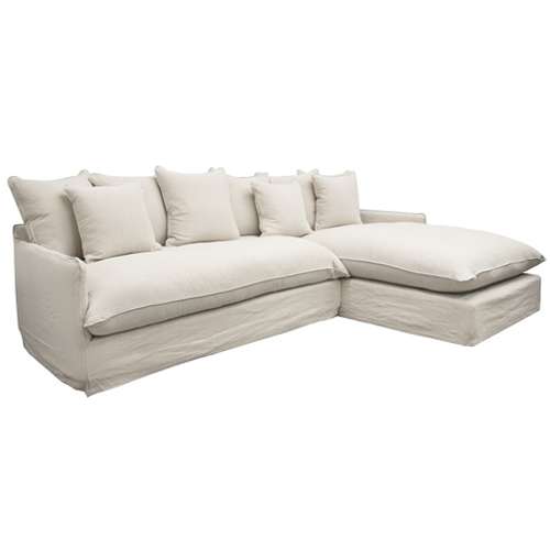 Napa Slipcover Sofa with Chaise - Right - Natural