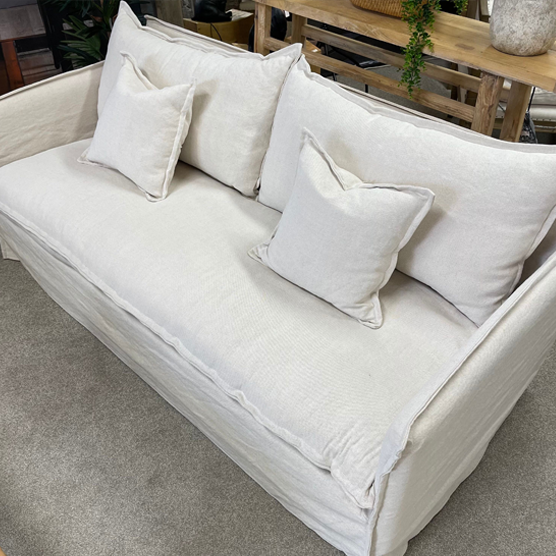 Malibu 3 Seater Slipcover Sofa - Natural Linen