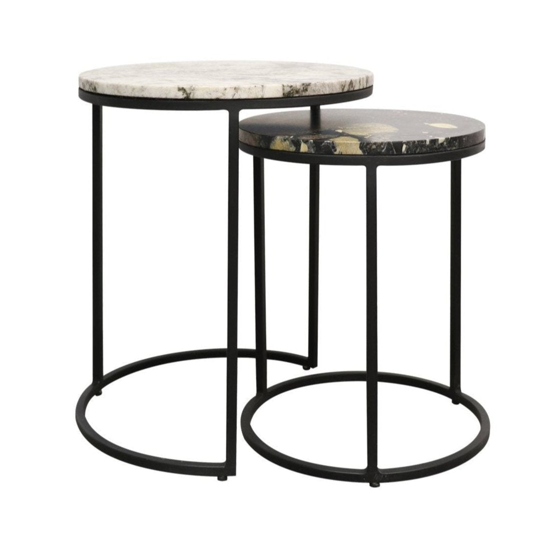 Monaco Marble Nest of 2 Side Table - Pebble/Alaska