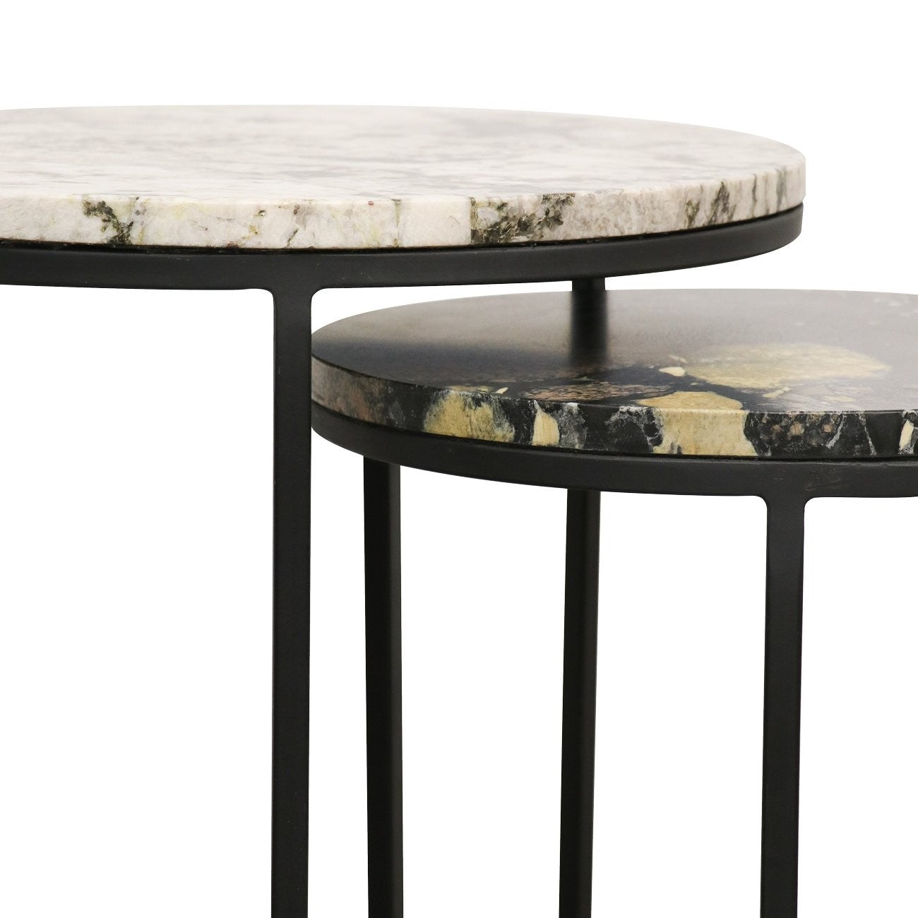 Monaco Marble Nest of 2 Side Table - Pebble/Alaska