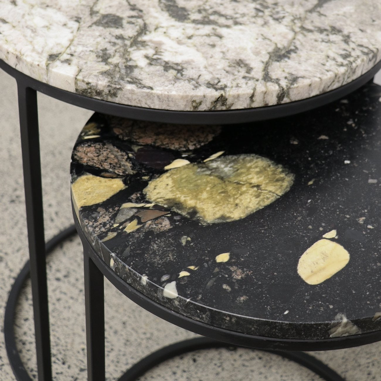 Monaco Marble Nest of 2 Side Table - Pebble/Alaska