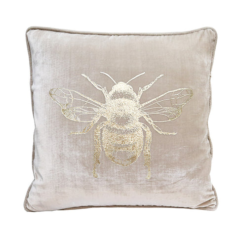 Velvet Bee Cushion Pearl Gold Greenslades Furniture