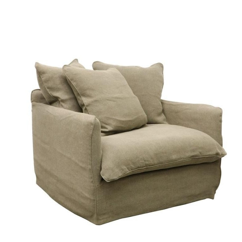 Napa Linen Slip Cover Armchair - Khaki