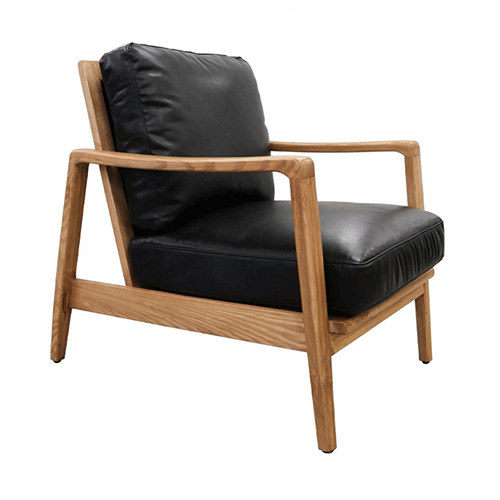 Cabana Buckle Back Leather Chair - Black with Natural