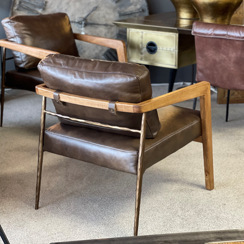 Wood and discount leather lounge chair