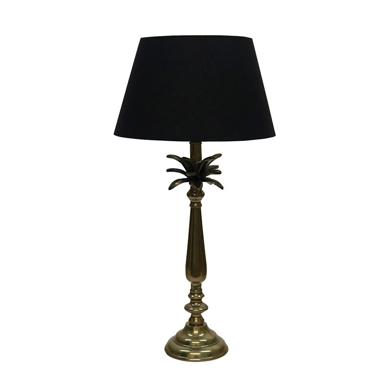 Zara Palm Lamp with Shade - Antique Brass + Black – Greenslades Furniture