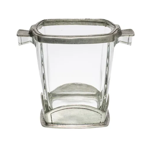 Square Pewter & Glass Ice Bucket