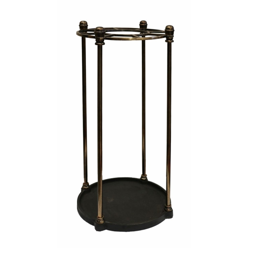 Umbrella Stand in Antique Brass and Black Finish