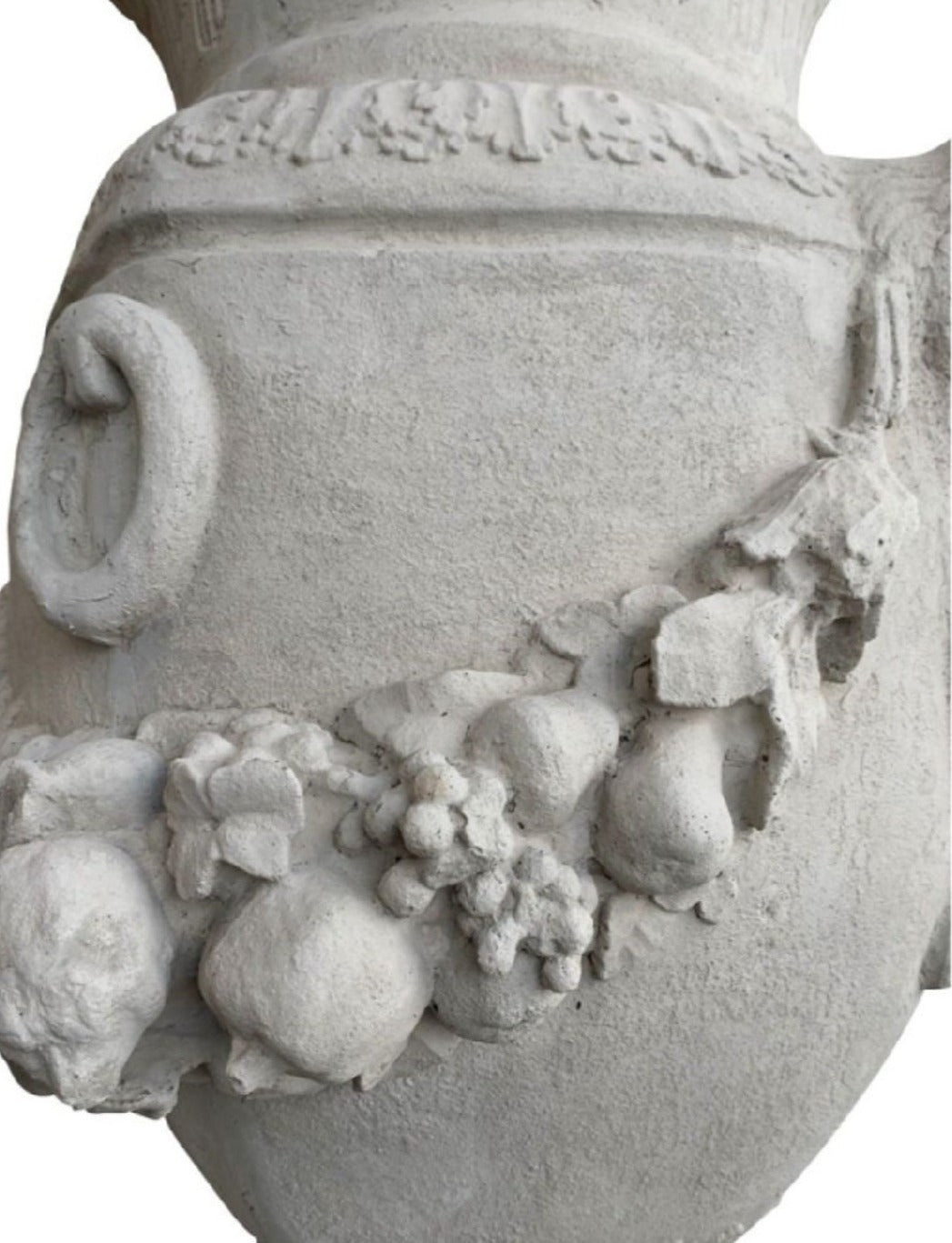 Patriarch Large Outdoor Urn on Plinth - French Lime Wash