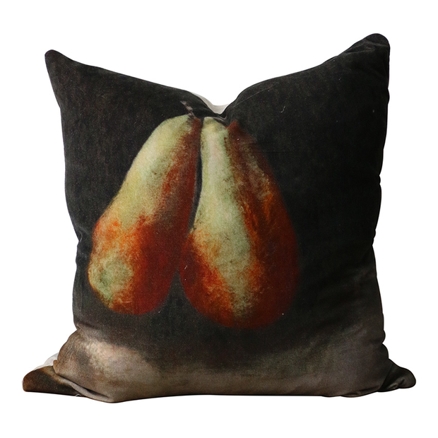 Raphael Deux Poire Velvet & Linen Cushion with Feather Inner