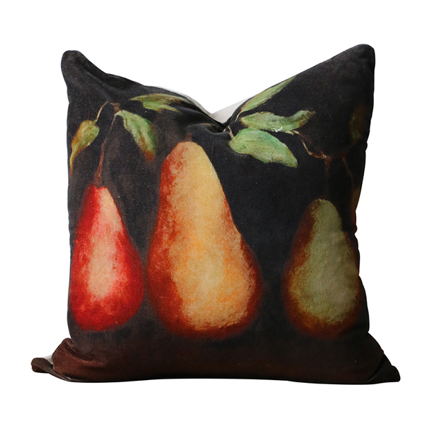 Raphael Trois Poire Velvet & Linen Cushion with Feather Inner